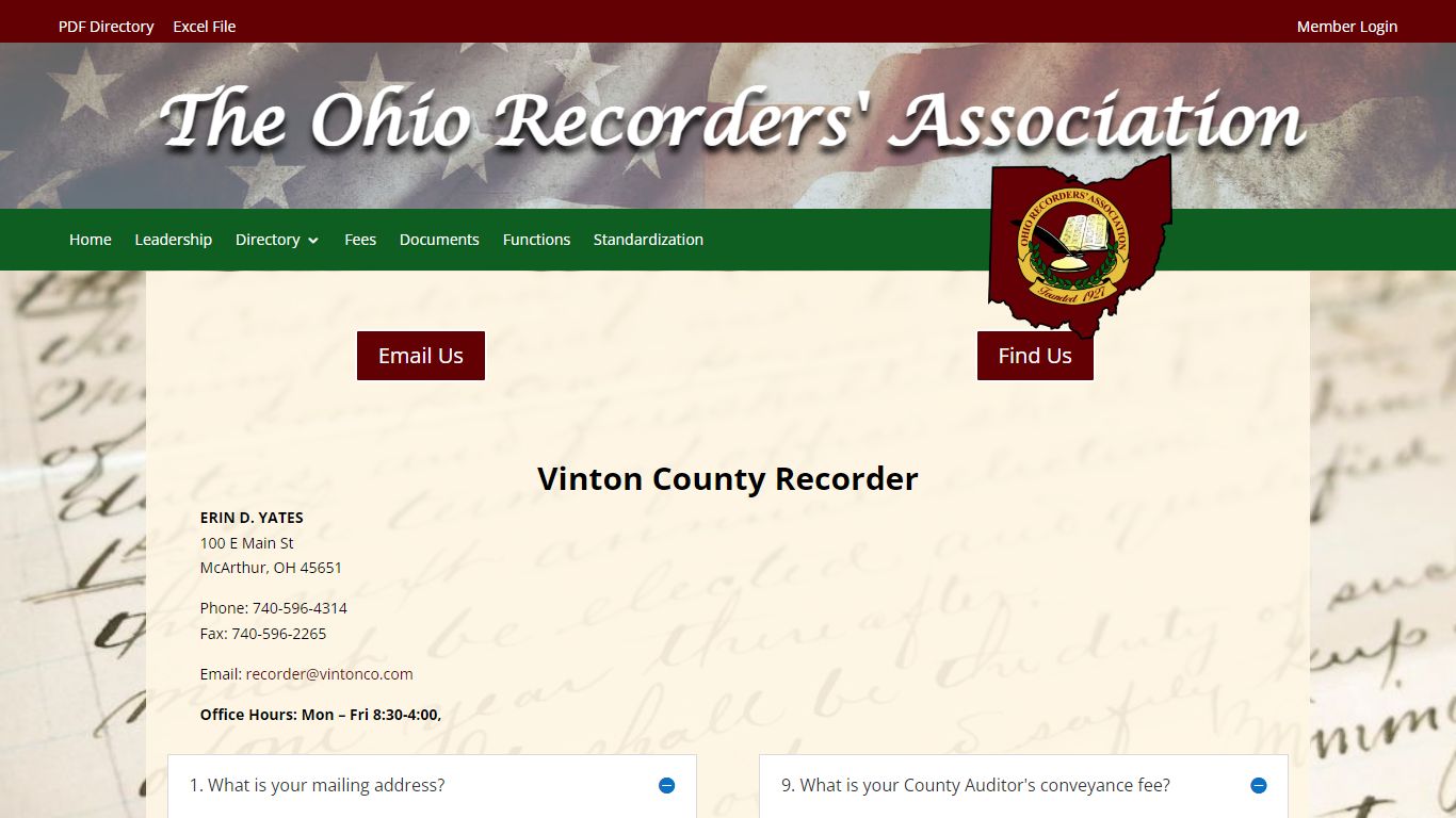 Vinton County Recorder | Ohio Recorders' Association