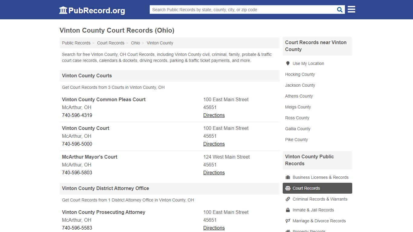 Free Vinton County Court Records (Ohio Court Records)