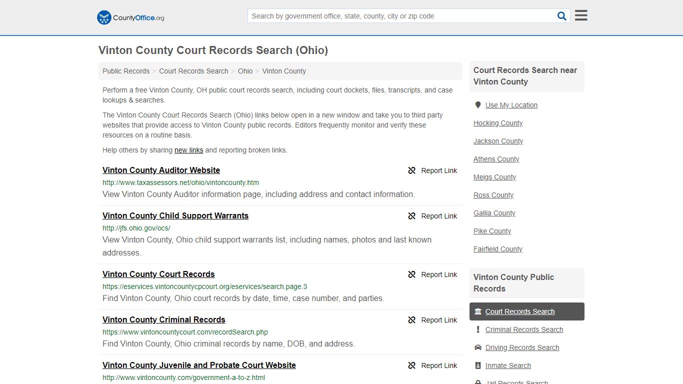 Court Records Search - Vinton County, OH (Adoptions ...