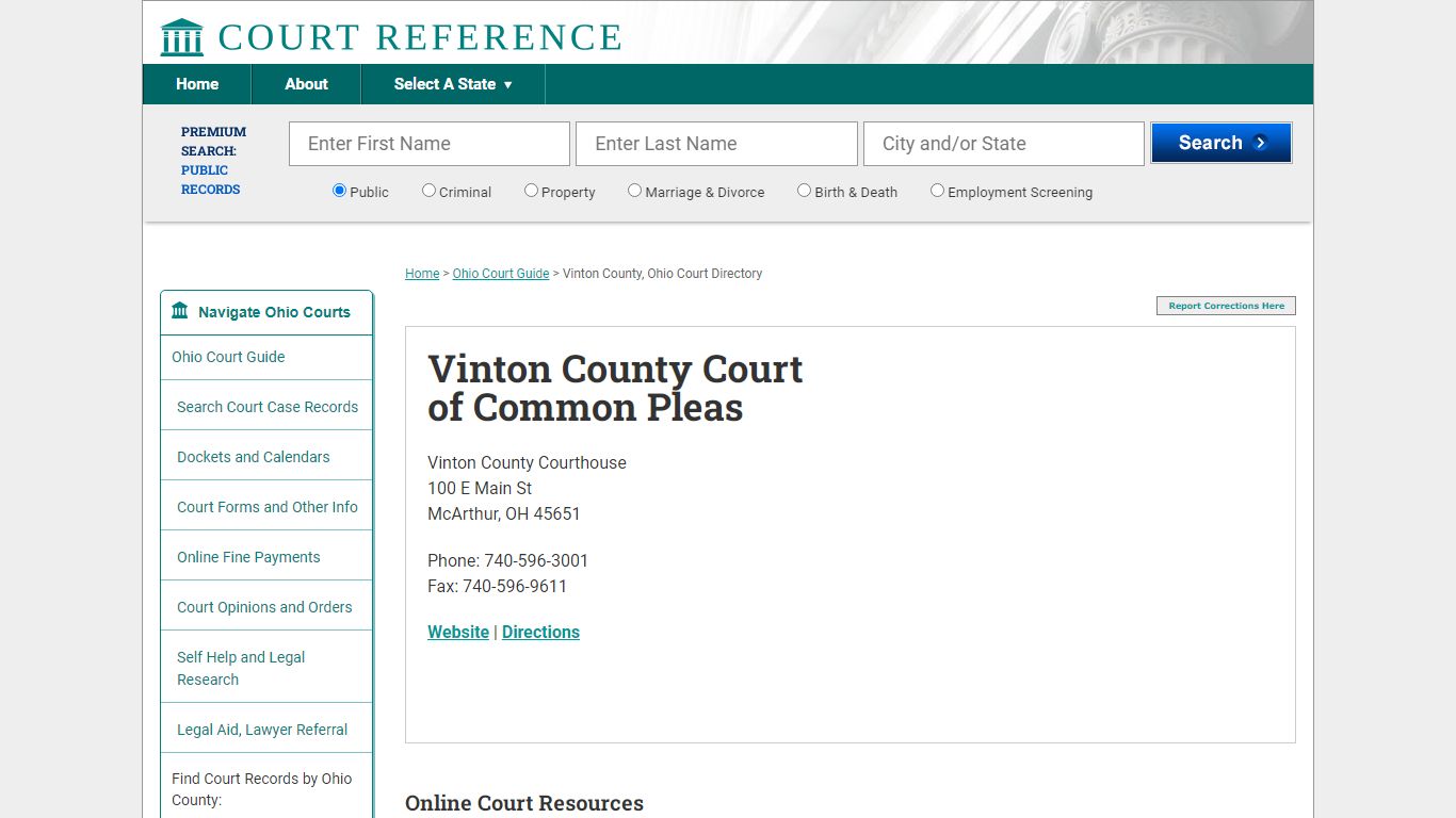 Vinton County Court of Common Pleas